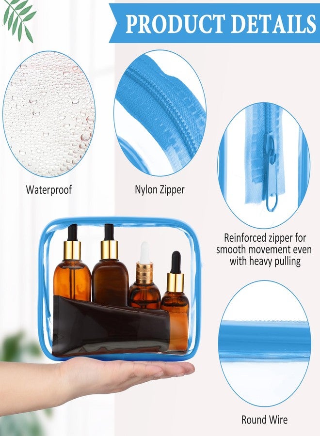 Saintrygo 18 Pack Clear Makeup Bags 7 x 5 PVC Cosmetic Bag Plastic Zippered Pouches Portable Toiletry for Women Men Travel Vacation Bathroom Organizing(Clear Color, Blue Border) - Image 3